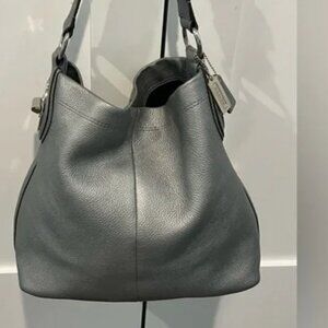 Coach Silver Metallic Leather Hobo - EUC